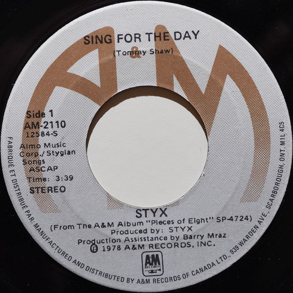 Styx – Sing For The Day / Queen Of Spades (Vg+)