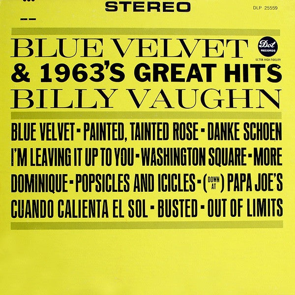 Billy Vaughn – Blue Velvet & 1963's Great Hits (Vg,G+)