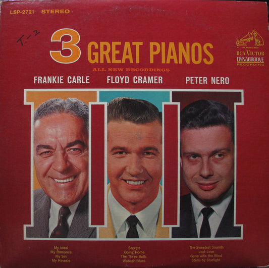 Frankie Carle, Floyd Cramer, Peter Nero ‎– 3 Great Pianos (Vg,Vg)