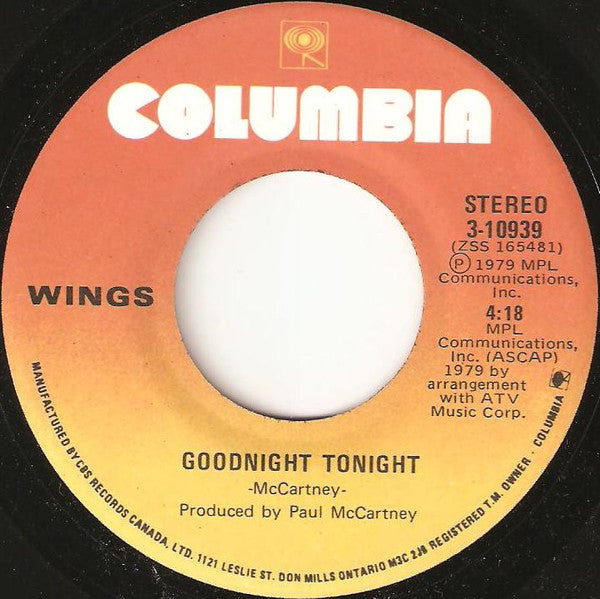 Wings – Goodnight Tonight (Vg+)