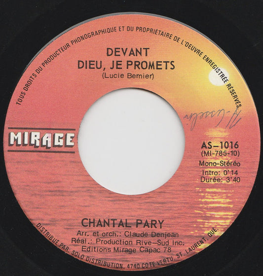 Chantal Pary – Devant Dieu, Je Promets (Vg+)