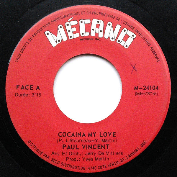 Paul Vincent – Cocaina My Love (Vg+)