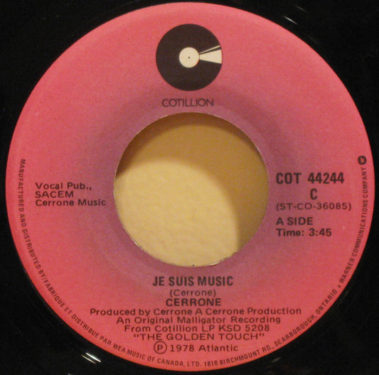 Cerrone ‎– Je Suis Music / Rocket In The Pocket (Vg+)
