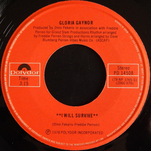 Gloria Gaynor ‎– I Will Survive / Substitute (Vg+)