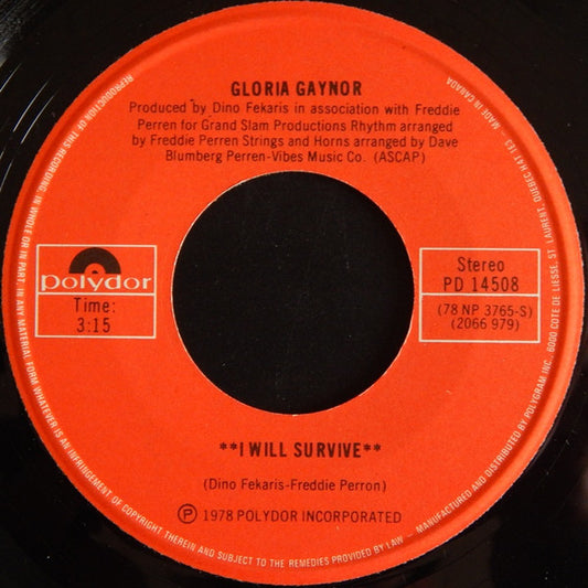 Gloria Gaynor ‎– I Will Survive / Substitute (Vg+)