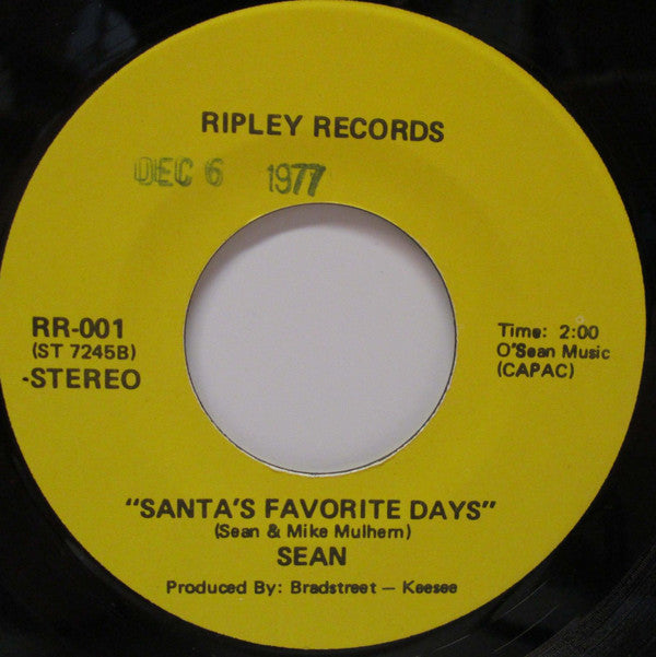 Sean ‎– Santa's Favorite Days (Vg+)