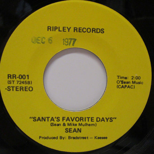 Sean ‎– Santa's Favorite Days (Vg+)