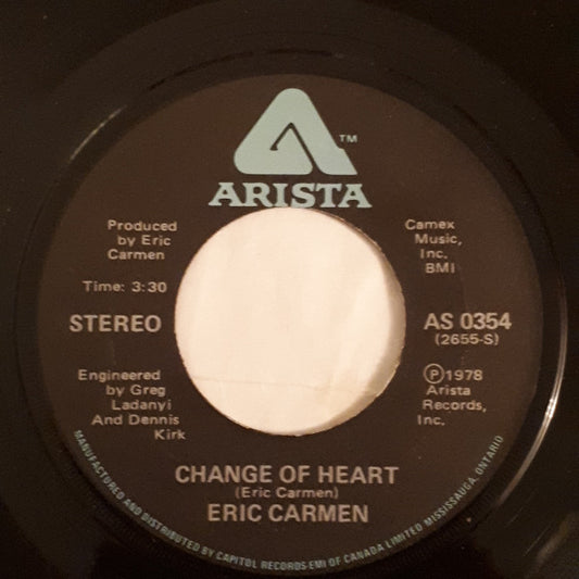 Eric Carmen ‎– Change Of Heart / Hey Deanie (Vg+)