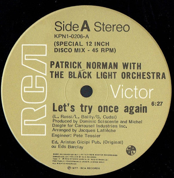 Patrick Norman With The Black Light Orchestra* ‎– Let's Try Once Again (Vg)